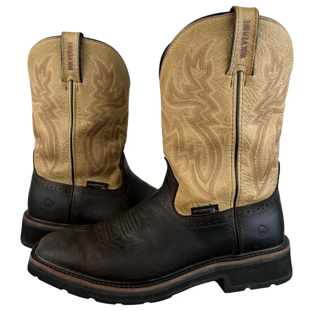Men's WOLVERINE Rancher Western Style Leather Work Cowboy Boots W08658 (Sz 10M)